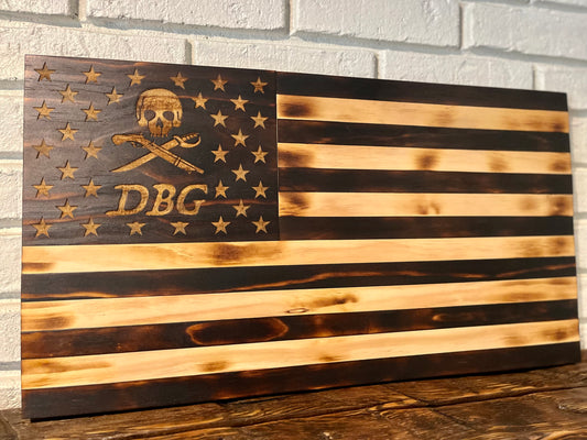 Custom engraved Wooden American Flag