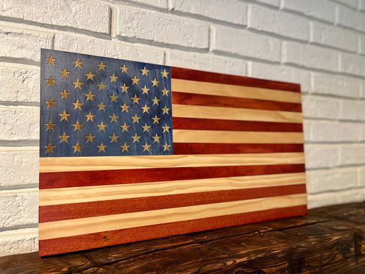 Handmade Standard Wooden American Flag