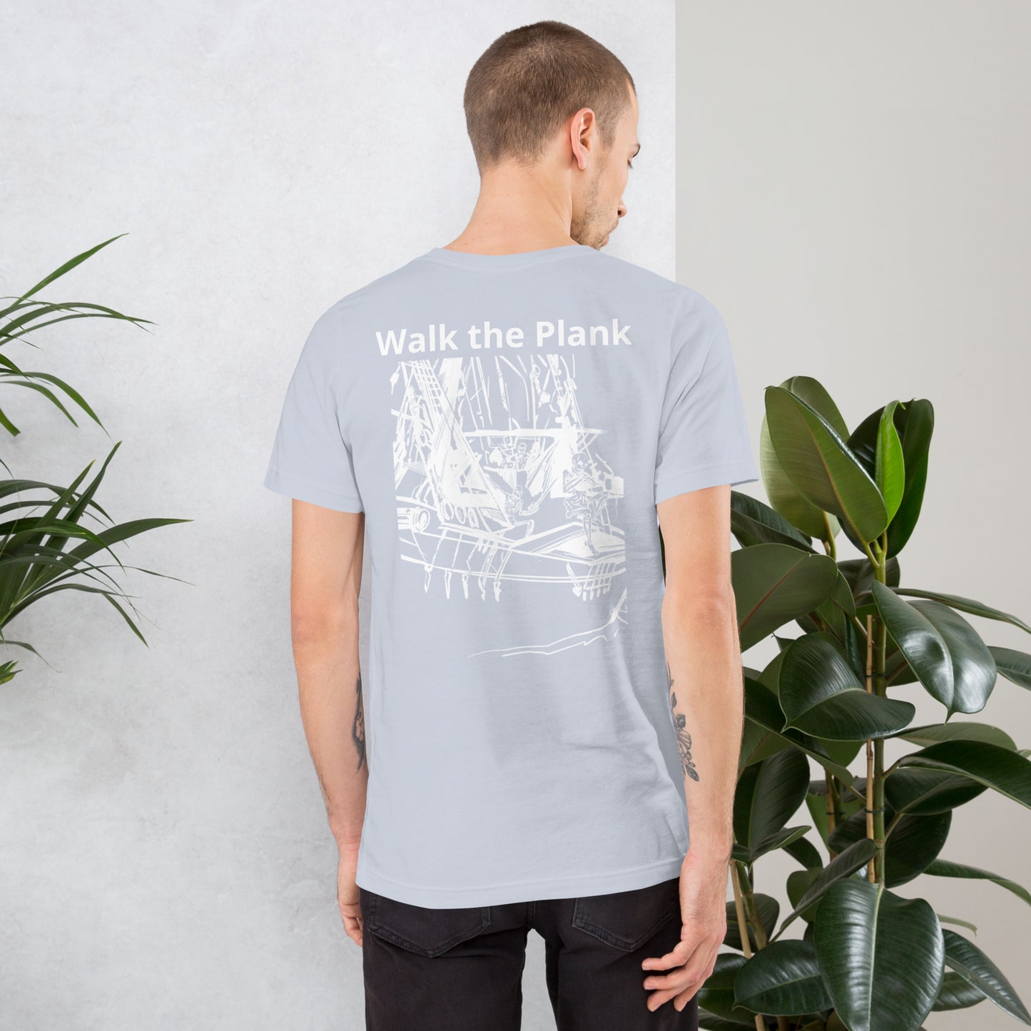 Walk the Plank funny pirate nautical ship themed T shirt